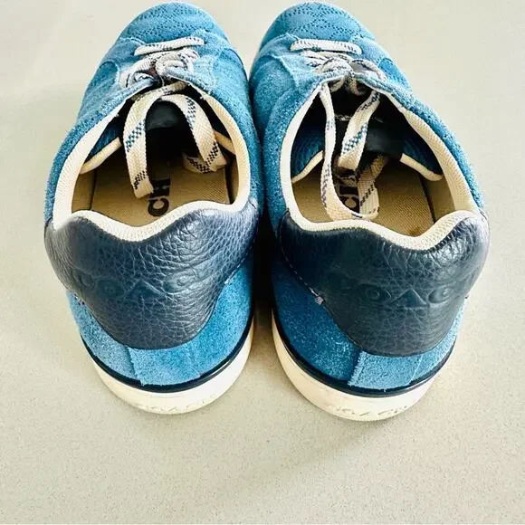 COACH Cobalt Blue White Perforated Logo Suede Clip C Mens Low Top Sneakers 8.5 - Picture 14 of 15